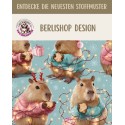 50 cm Baumwolle Canvas Weihnachten Capybara Türkis / Rosa  Meterware 160 cm 153 g/m Eigenproduktion