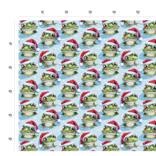 50 cm Baumwolle Canvas Weihnachten Frosch Hellblau / Grün – Meterware 160 cm 153 g/m² Eigenproduktion
