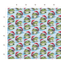 50 cm Baumwolle Canvas Weihnachten Frosch Hellblau / Grün – Meterware 160 cm 153 g/m² Eigenproduktion