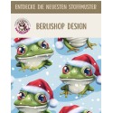 50 cm Baumwolle Canvas Weihnachten Frosch Hellblau / Grün – Meterware 160 cm 153 g/m² Eigenproduktion