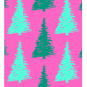 50 cm Baumwolle Canvas Weihnachten Tannenbäume Pink / Türkis – Meterware 160 cm 153 g/m² Eigenproduktion