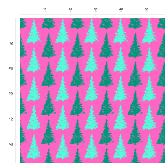 50 cm Baumwolle Canvas Weihnachten Tannenbäume Pink / Türkis – Meterware 160 cm 153 g/m² Eigenproduktion