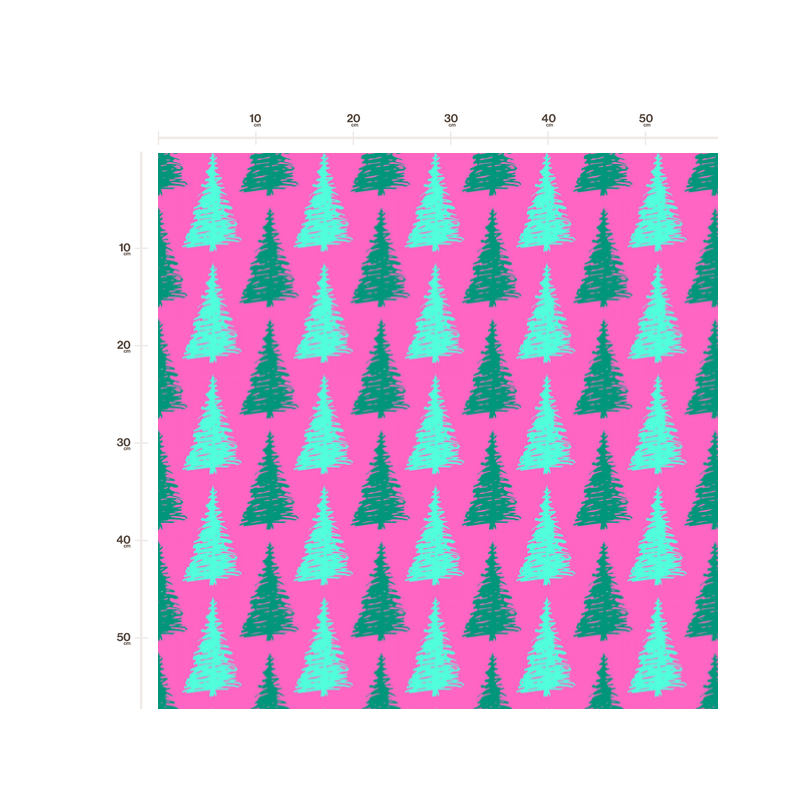 50 cm Baumwolle Canvas Weihnachten Tannenbäume Pink / Türkis – Meterware 160 cm 153 g/m² Eigenproduktion