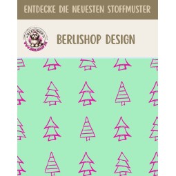 50 cm Baumwolle Canvas Weihnachten Tannenbäume Mint / Pink – Meterware 160 cm 153 g/m² Eigenproduktion