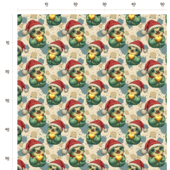 50 cm Baumwolle Canvas Weihnachten Faultier Grün Rot – 160 cm 153 g/m² Eigenproduktion