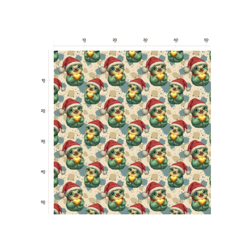 50 cm Baumwolle Canvas Weihnachten Faultier Grün Rot – 160 cm 153 g/m² Eigenproduktion