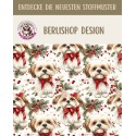 50 cm Baumwolle Canvas Weihnachten Shih Tzu Rot Weiß – 160 cm 153 g/m² Eigenproduktion