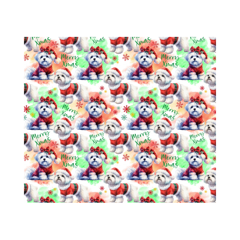 50 cm Baumwolle Canvas Weihnachten Malteser Hunde Rot – Merry Xmas 160 cm 153 g/m² Eigenproduktion