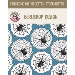 50 cm Baumwolle Canvas Haloween Spinnennetz Spinnen Petrol Schwarz Weiß  160 cm 153 g/m² Eigenproduktion