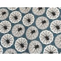 50 cm Baumwolle Canvas Haloween Spinnennetz Spinnen Petrol Schwarz Weiß  160 cm 153 g/m² Eigenproduktion