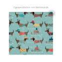 Pre-Order Dackel Winter Weihnachten Mint – Stoffdesign von Berlishop mit Stoffauswahl – Hunde Kinderstoff