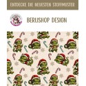 50 cm French Terry Sommersweat Weihnachten Drache Beige Grün Rot – 145 cm 240 g/m² Eigenproduktion