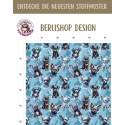 1m Coupon Weihnachten French Terry Sommersweat Weihnachtsmann Sonnenbrille Blau Rot – 240 g/m² – 145 cm – Eigenproduktion