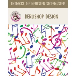 1m Coupon French Terry Sommersweat Musiknoten Bunt Weiß – 150 cm – Reaktivdruck – Eigenproduktion
