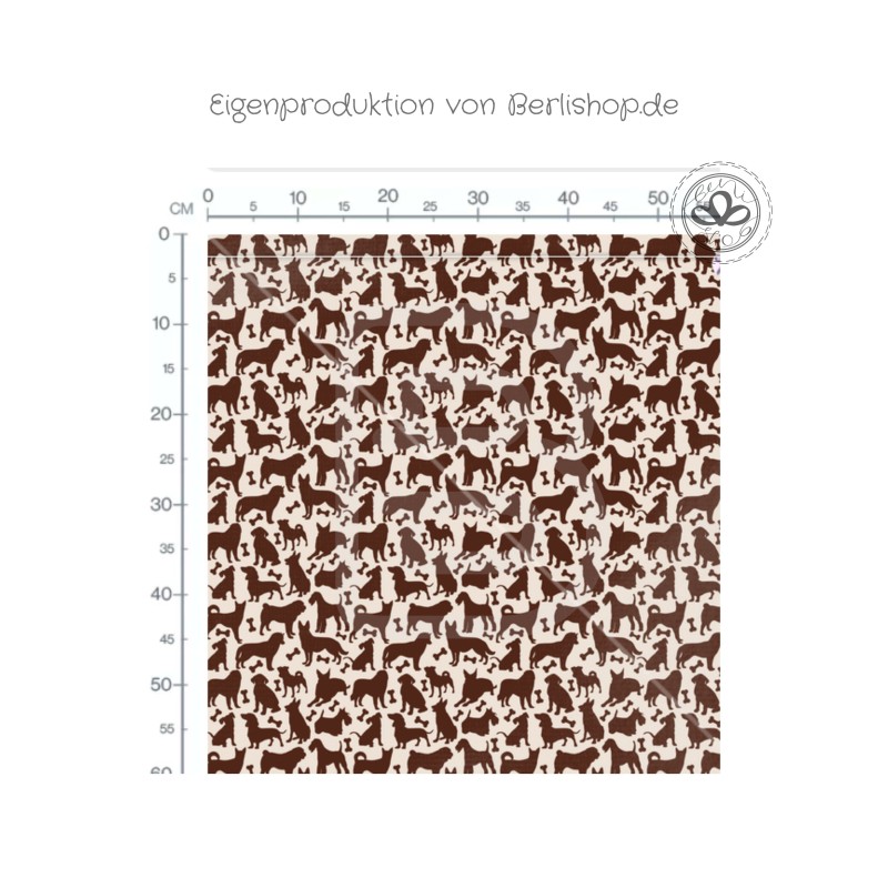 Baumwolle Canvas Hunderassen Stoff 160 cm – Silhouetten Braun Beige  – 153 g/m² – Eigenproduktion