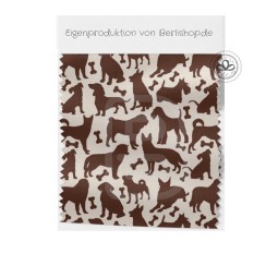 Baumwolle Canvas Stoff - viele Hunderassen als Silhouetten Braun Beige minimalistisch - hochwertige Eigenproduktion