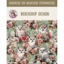 1m Coupon French Terry Sommersweat Eulen Rosen Salbeigrün Rosa – 150 cm – Reaktivdruck – Eigenproduktion