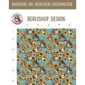 1m Coupon French Terry Sommersweat Gitarren Sonnenblumen Türkis Gelb– 150 cm – Reaktivdruck – Eigenproduktion