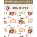 French Terry Sommersweat Malteser Stoff 145 cm – Regenbogen Love Hunde Motiv – 240 g/m² – Eigenproduktion