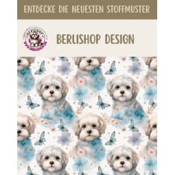 French Terry Sommersweat Malteser Stoff 145 cm  – Blumen & Schmetterlinge – 240 g/m²  – Eigenproduktion