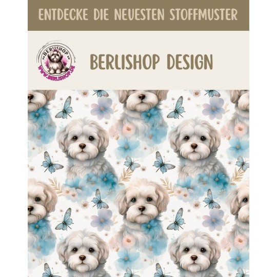 French Terry Sommersweat Malteser Stoff 145 cm  – Blumen & Schmetterlinge – 240 g/m²  – Eigenproduktion