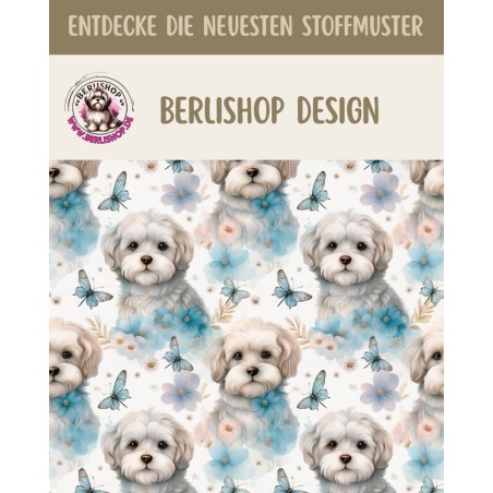 French Terry Sommersweat Malteser Stoff 145 cm  – Blumen & Schmetterlinge – 240 g/m²  – Eigenproduktion