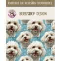 French Terry Sommersweat Malteser Stoff 145 cm  – Hunde Motiv Blau Pastell – 240 g/m² – Eigenproduktion