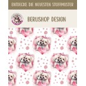 French Terry Sommersweat Malteser Stoff 145 cm – Hunde mit Herzen Rosa – 240 g/m² – Eigenproduktion