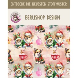 50 cm French Terry Sommersweat Chihuahua Weihnachten Rosa Rot Grün –145 cm 240 g/m² Eigenproduktion
