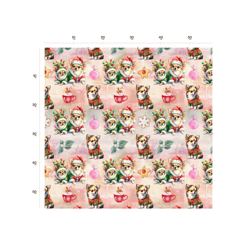 50 cm French Terry Sommersweat Chihuahua Weihnachten Rosa Rot Grün –145 cm 240 g/m² Eigenproduktion