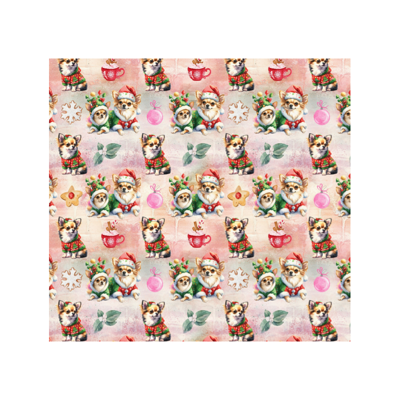 50 cm French Terry Sommersweat Chihuahua Weihnachten Rosa Rot Grün –145 cm 240 g/m² Eigenproduktion