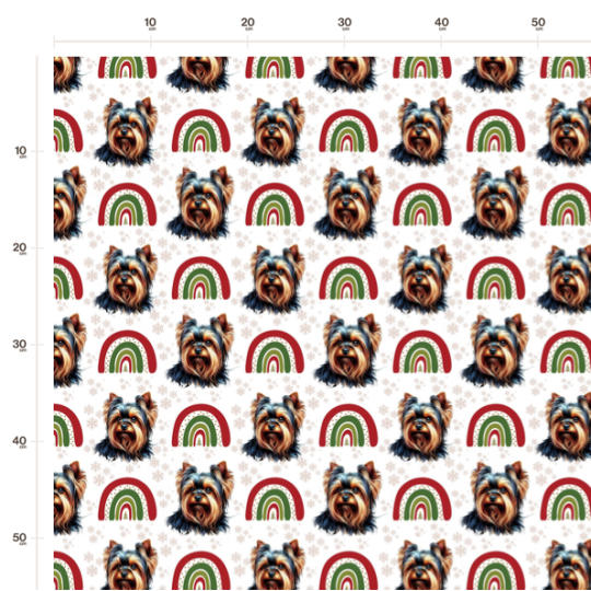 50 cm Alpenfleece Wintersweat Weihnachten Yorkshire Terrier Regenbogen – 150 cm – 300 g/m² – Eigenproduktion