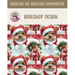 50 cm French Terry Sommersweat Yorkshire Terrier Weihnachten Geschenke Rot Mint –145 cm 240 g/m² Eigenproduktion