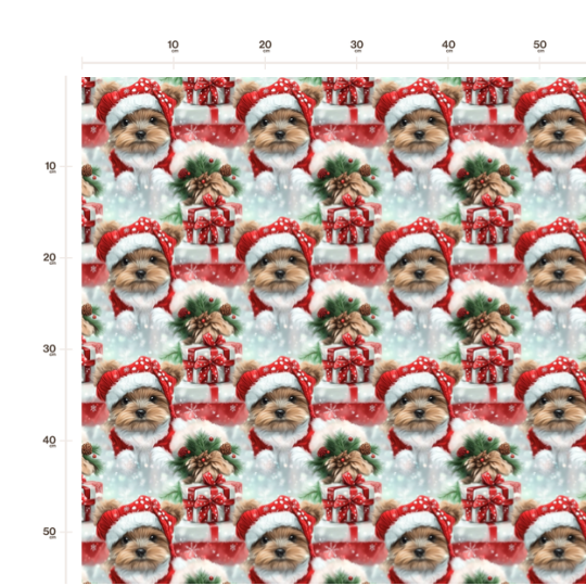 50 cm French Terry Sommersweat Yorkshire Terrier Weihnachten Geschenke Rot Mint –145 cm 240 g/m² Eigenproduktion