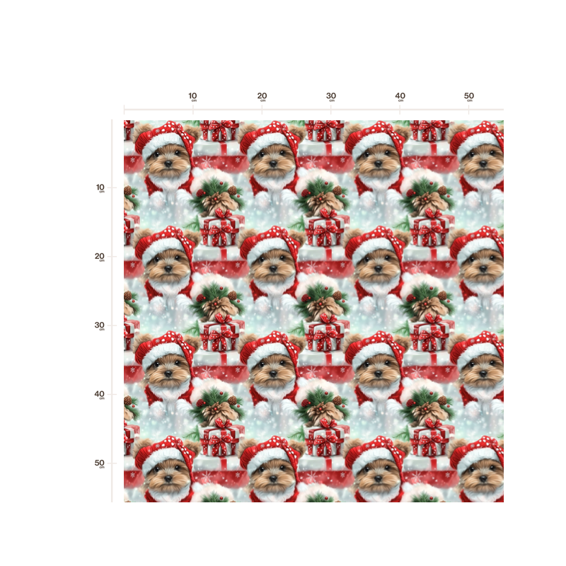 50 cm French Terry Sommersweat Yorkshire Terrier Weihnachten Geschenke Rot Mint –145 cm 240 g/m² Eigenproduktion