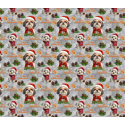 50 cm French Terry Sommersweat Shih Tzu Weihnachten Grau Rot –145 cm 240 g/m² Eigenproduktion