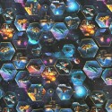 Jersey Raumschiffe Stoff 180 cm ( Überbreite) – Space, Hexagon – 220 g/m² – Deko & Kleidung