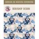 50 cm French Terry Sommersweat Shih Tzu Winter Schnee Blau Beige –145 cm 240 g/m² Eigenproduktion