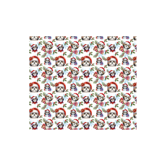 50 cm French Terry Sommersweat Shih Tzu Weihnachten Geschenke Weiß Rot Grün –145 cm 240 g/m² Eigenproduktion