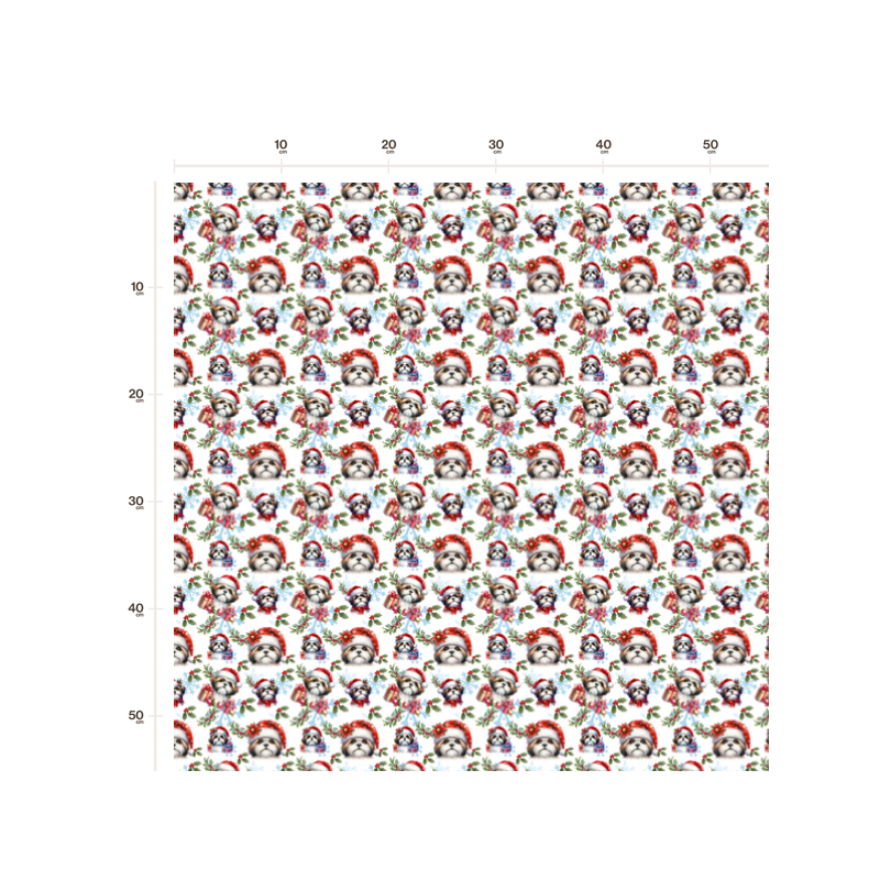 50 cm French Terry Sommersweat Shih Tzu Weihnachten Geschenke Weiß Rot Grün –145 cm 240 g/m² Eigenproduktion