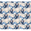 50 cm French Terry Sommersweat Shih Tzu Winter Schnee Blau Beige –145 cm 240 g/m² Eigenproduktion
