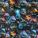 Jersey Raumschiffe Stoff 180 cm ( Überbreite) – Space, Hexagon – 220 g/m² – Deko & Kleidung