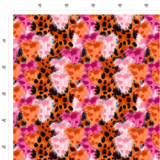 1 m Coupon Glattes Minky Herzen Leo Pink Orange – 150 cm – 380 g/m² – Eigenproduktion