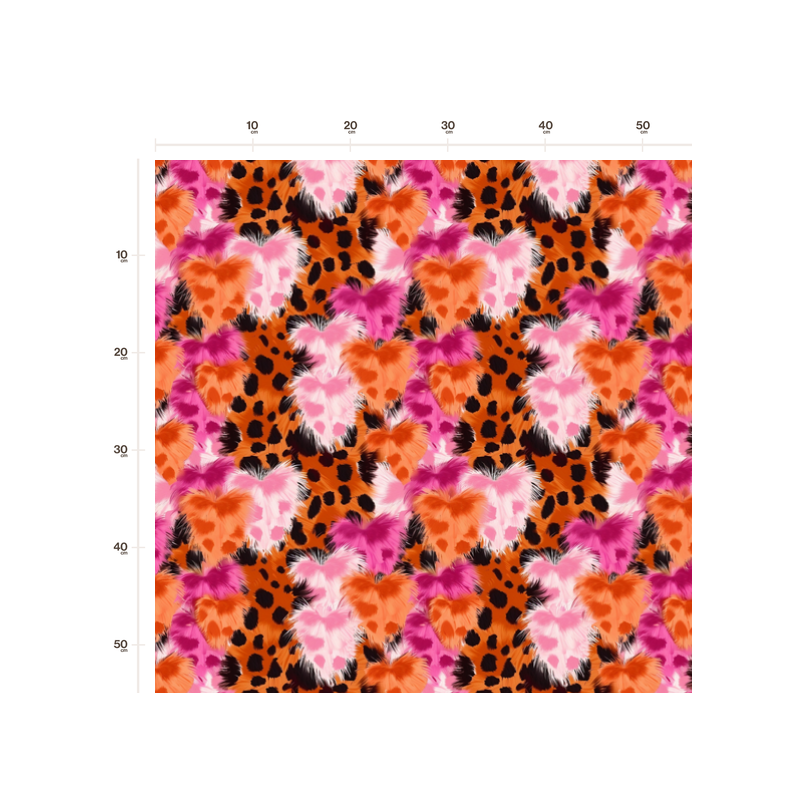 1 m Coupon Glattes Minky Herzen Leo Pink Orange – 150 cm – 380 g/m² – Eigenproduktion