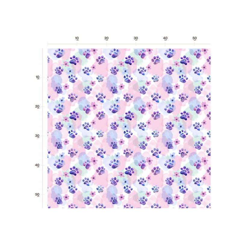 1m Coupon Glattes Minky Tiertatzen Pfoten Lila Rosa Blau – 150 cm – 380 g/m² – Eigenproduktion