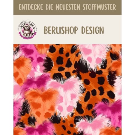 1 m Coupon Glattes Minky Herzen Leo Pink Orange – 150 cm – 380 g/m² – Eigenproduktion