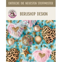 1 m Coupon Glattes Minky Weihnachten Leo Türkis Gold – 150 cm – 380 g/m² – Eigenproduktion