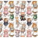 50 cm French Terry Sommersweat  Wintertiere Waldtiere Beige Rosa Grün –145 cm 240 g/m² Eigenproduktion