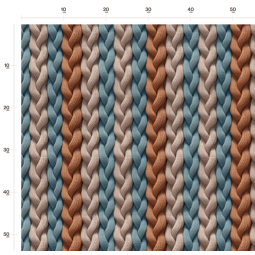 50 cm French Terry Sommersweat Zopfmuster Strickoptik Blau Beige Rost–145 cm 240 g/m² Eigenproduktion
