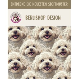 50 cm French Terry Sommersweat Malteser Malteser Hunde Beige Creme –145 cm 240 g/m² Eigenproduktion